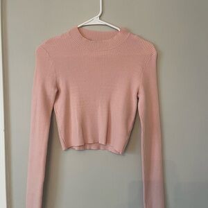 Brandy Melville Pink Cropped Turtleneck Sweater